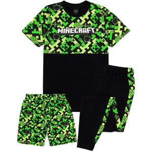 Minecraft - Schlafanzug mit Shorts für Kinder NS7115 (146) (Schwarz/Grün)