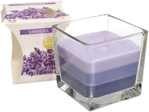 KOTARBAU® 2-Docht Duftkerze im Glas Zweidochtkerze dreifarbig Geschenkidee  Aromatherapie Dekorations-Kerzen Brenndauer bis zu 32 Stunden  Lavendel