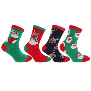 Dětské ponožky FLOSO s vánočním motivem (balení 4 ks) K206 (37-39 EU) (tmavě modré/zelené/červené)