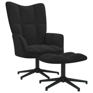 vidaXL Relaxsessel mit Hocker Schwarz Samt