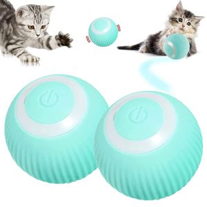 2Stk Interaktives Katzenspielzeug,360° selbstdrehender, mit LED Licht,Smart Ball Automatic Toys Rolling  USB-Charging, grün