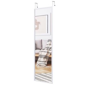 COSTWAY Wandspiegel Türspiegel Hängespiegel Ganzkörperspiegel mit höhenverstellbaren Hängehaken, Spiegel für Schlafzimmer, Wohnzimmer und Eingangsbereich 107x36,5cm