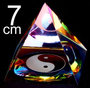103- ying yang Pyramide 7 cm bunt aus Kristallglas Feng Shui Kristall Glas