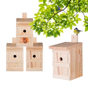 4x Nistkasten für Meisen & Kleinvögel - Vogelhaus aus Massivholz - 27x17x17cm