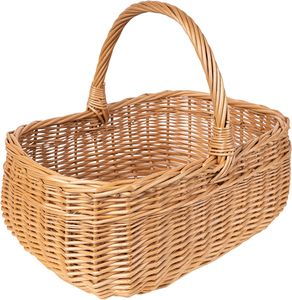 Creative Home Einkaufskorb Weidenkorb mit Henkel Picknickkorb | 36 x 26 x 31 cm (+/- 2 cm) | Handgeflochten | Naturbraun | Universell und Langlebig Groß Osterkörbchen Geflochten