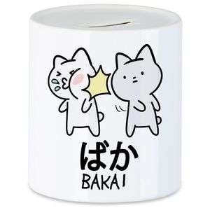 Baka Anime Spardose Lustiges Baka Katze Ohrfeige Cat Otaku Manga