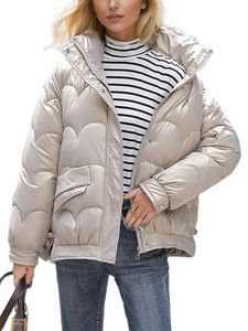 Damen Daunenmäntel Langarm Trenchcoats Solide Slim Fit Outwear Winter Warm Mantel Khaki,Größe XXL