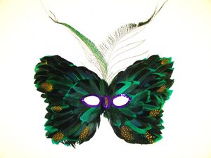 Augenmaske aus echten Federn grün Karneval Fasching Augenmaske aus echten Federn grün Karneval Fasching