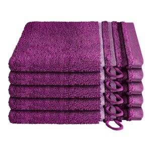 Schiesser Waschhandschuhset Skyline Color - 5-teilig - 16x22 cm - Violett