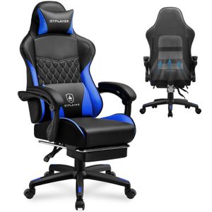 GTPLAYER Gaming Stuhl, Gaming Chair, Ergonomischer Höhenverstellbarer Bürostuhl, Zweckmäßig für Winter und Sommer, mit Doppelrückenlehne mit Fußstütz