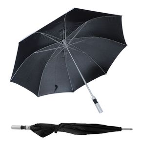 Regenschirm 125 cm schwarz mit öffnungs Automatik - Griff gerade - Stockschirm windfest mit Metallspitze - Faltschirm Gastschirm Regenschutz Schirm groß sturmfest
