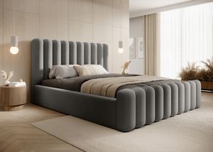 DomoHome posteľ s pružinovým boxom Spálňová posteľ Ideálna pre vašu spálňu | vrátane podstavca pod posteľ Rozmery: 218x225x114 cm, Model: Mona VII, Farba: sivá