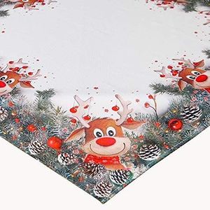 Tischwäsche mit Druckmotiv Elch mit roter Nase Winterdekoration Weihnachten 85 x 85 cm