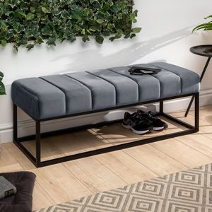 riess-ambiente Moderne Sitzbank PETIT BEAUTÉ 110cm silbergrau Samt schwarzes Gestell Polsterbank Bank riess-ambiente Moderne Sitzbank PETIT BEAUTÉ 110cm silbergrau Samt schwarzes Gestell Polsterbank Bank