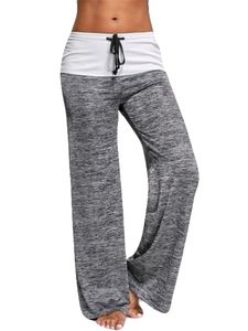 Übergröße Frauen Yoga Lounge Sport Wide Leg Beiläufig Lose Lange Hosen Trousers,Farbe:Grau,Größe:L