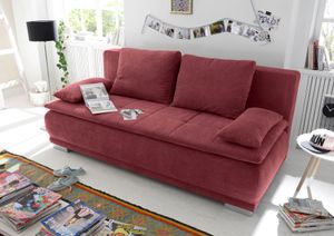 Couch "Luigi" Schlafcouch Bettsofa Schlafsofa Sofabett Funktionssofa ausziehbar berry rot 208 cm
