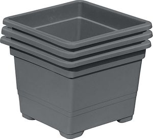3er Set Pflanzkasteneinsatz 32x32x26 cm Pflanzkübel aus Kunststoff grau Volumen 15 Liter