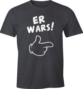 Herren T-Shirt Er wars Spruch Comic Hand Fun-Shirt Moonworks® dunkelgrau L