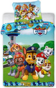 Detská posteľná bielizeň Paw Patrol Team Dogs Tracker Zuma Rubble Skye Chase Marshall Everest Watchtower Prikrývka 160 x 200 + vankúš 70 x 80 cm 100% bavlna
