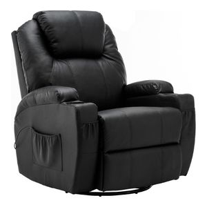 MCombo Massagesessel Fernsehsessel Relaxsessel + Heizung mit Dreh+Schaukel manuell verstellbar 7020BK