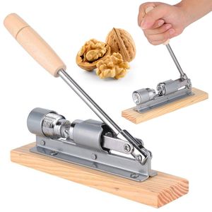 Versatiler Edelstahl-Nussknacker mit Holzsockel - Robuster Schalenentferner und Nussreinigungswerkzeug für alle Nüsse - 20 cm