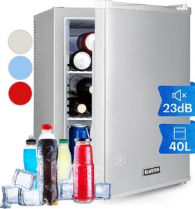 Klarstein Mini Kühlschrank für Zimmer, 40L Mini-Kühlschrank für Getränke & Kosmetik, Kleine Minibar, Kühlschrank Klein & Leise, Verstellbare Ablagen, Kleiner Skincare Kühlschrank 5-15°C