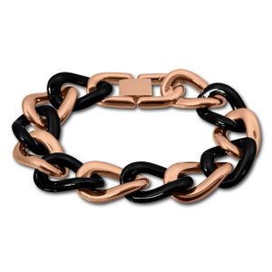 Amello Edelstahl Armband Panzer Damen Schmuck rosegold schwarz ESAX22S8