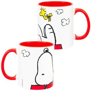 The Peanuts Tasse Snoopy - Mach mal Pause Kaffeetasse Becher Kaffeebecher Weiß/Rot aus Keramik 320 ml