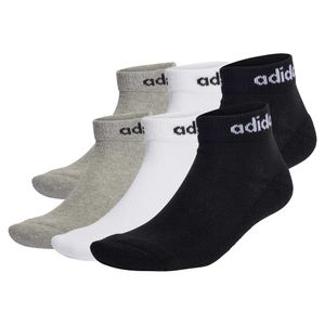 adidas Unisex Quarter Socken, 6er Pack - Linear Cushioned Ankle, Logo, gepolstert, einfarbig Schwarz/Grau/Weiß-37-39