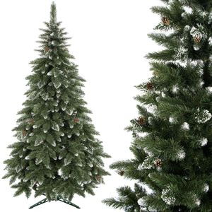 Künstlicher Premium-Weihnachtsbaum 180 cm Diamantkiefer mit Kunstschnee und echten Zapfen Winter-Optik Tannenbaum