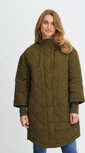 fransa FRVEGA Damen Steppmantel Wintermantel Winterjacke gefüttert mit Kapuze mit Knopfleiste