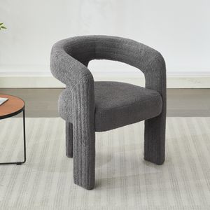 MODFU Esszimmerstühle Sessel für Wohnzimmer, Schlafzimmer, Lesesessel Polsterstuhl Einzelsitz Aus Sherpa-Stoff, Grau