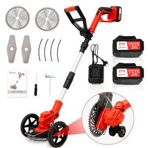 Akku-Rasenmäher, Akku Rasentrimmer mit 2 x 3000mAh 21v Batterien, höhen- und winkelverstellbar, zum Mähen von Rasen und Sträuchern im Freien