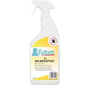 FUTUM 1L Milben Spray, gegen Milben, Anti Milben, Milben Schutz, Spray gegen Hausstaubmilben, Anti Insekten, Insekten Vernichter, Insektenschutz