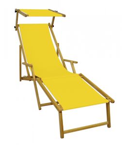 Gartenliege Sonnenliege gelb Liegestuhl Fußteil Sonnendach Deckchair Holz Gartenmöbel 10-302NFS