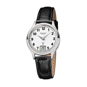 Regent Leder Damen Uhr FR-192 Funkuhr Armband schwarz D2URFR192
