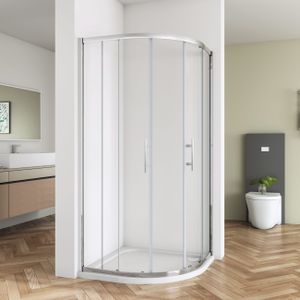 90x90x185cm Viertelkreis Duschkabine Duschabtrennung ESG Glas Ohne Duschtasse