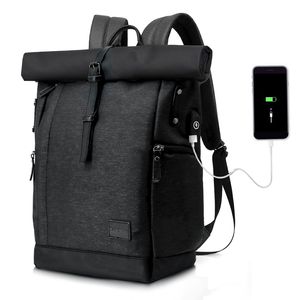 Mofut Freizeitrucksack Laptop-Rucksack Groß Damen lässiger Rolltop Rucksack Herren Backpack, Leichtgewichtiger, Stilvolle Schultasche mit USB-Ladebuchse