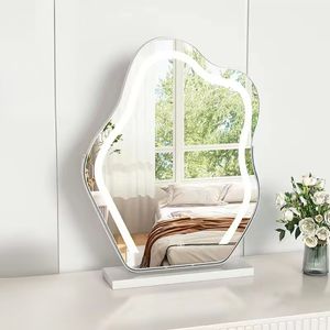 360Home Wolkenförmiger Tisch-Kosmetikspiegel mit LED spiegel Weiß Klein 48x37cm Benötigt Netzstrom