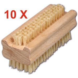 10 Stück = Nagelbürste/Handwaschbürste, echt Fibre aus Holz 9,5 cm