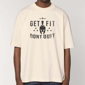 Sport-Knight® Herren Oversize T-Shirt "Get Fit Dont Quit", M / Beige