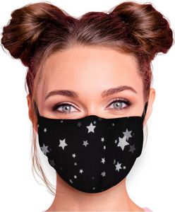 Mundschutz Maske in verschiedenen Farben Stoffmaske mit Motiv Mund- Nasenschutz mit wechselbarem Filter einstellbare Ohrbügel, Modell wählen:Sterne weiß
