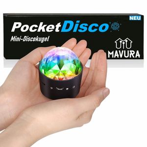 PocketDisco Mini disko guľa párty svetlo LED RGB svetelný efekt ovládanie hudby DJ