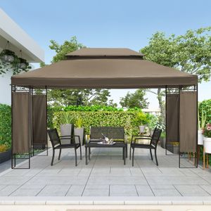 Mondeer Gartenpavillon 3x4m Premium Pavillon Wasserdicht Luxus Modern Stil Khaki