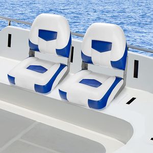 GOPLUS 2er Set Bootssitz, Bootsstuhl mit Klappbarer Rückenlehne, Hochelastischer Schaumstoff, UV- Beständig, Anglerstuhl für Yachten & Boote