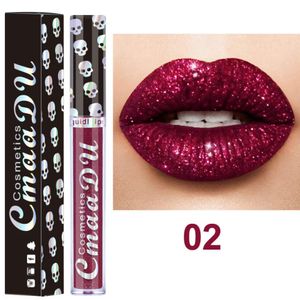 8 Farben Diamond Glitter Shimmer Lip Gloss Skull Liquid Lippenstift Metallic Matte Glossy Langlebig Make-up, 2#