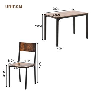 Esstisch mit 4 Stühlen Schwarz Stühlen Esszimmergruppe Küchentisch Holztisch 108 x 65 x 73 cm Tisch