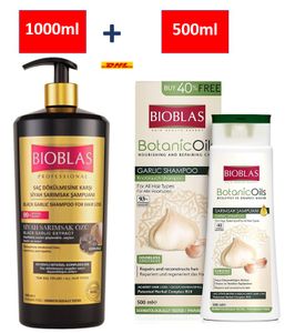 Bioblas Knoblauch Sparset l Schwarzer Knoblauch Shampoo 1000ml + Knoblauch Shampoo 500 ml