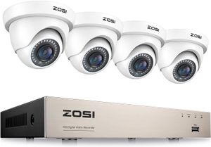 ZOSI 8CH 1080P Full HD Überwachungskamera Set mit Kabel, 8-Kanal DVR Recorder mit 4 1080P Dome Video Kamera CCTV System für Innen und Außen, 24M IR Nachtsicht