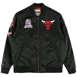 M&N Satin Bomber Jacke - FLIGHT Chicago Bulls schwarz - L